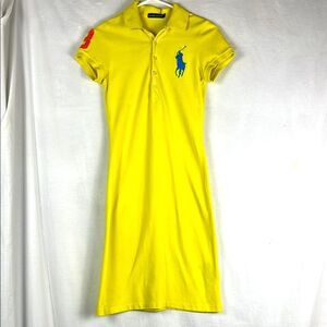 Rare Vintage Ralph Lauren Yellow Large Pony Cotton Dress